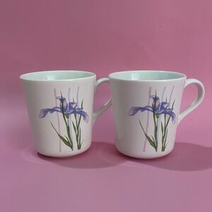 2 Vintage Corelle “Shadow Iris” stoneware mugs
